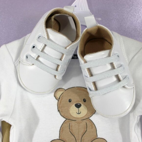 Hudson Baby 3-Piece “Baby Bear” Bodysuit, Pants & Shoes Set – Size 6-9 Months - Picture 4 of 7